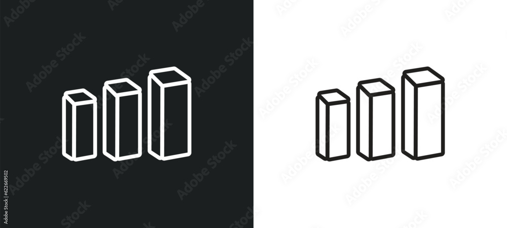 Obraz premium 3d bars outline icon in white and black colors. 3d bars flat vector icon from user interface collection for web, mobile apps and ui.