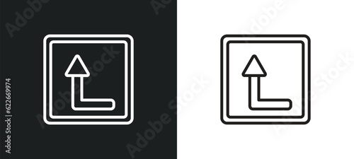 turn up arrow outline icon in white and black colors. turn up arrow flat vector icon from user interface collection for web, mobile apps and ui.