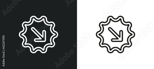 down right arrow outline icon in white and black colors. down right arrow flat vector icon from user interface collection for web, mobile apps and ui.