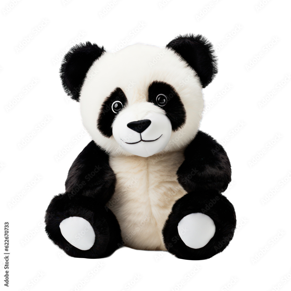 Stuffed toy panda bear cutout isolated on white transparent background Stuffed toy panda bear cutout isolated on white transparent background
