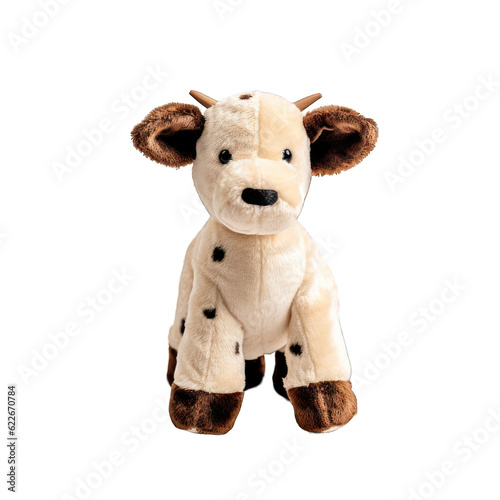 Stuffed toy cow cattle cutout isolated on white transparent background © Generative Professor