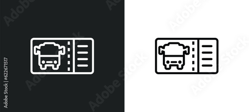 bus ticket outline icon in white and black colors. bus ticket flat vector icon from travel collection for web, mobile apps and ui.