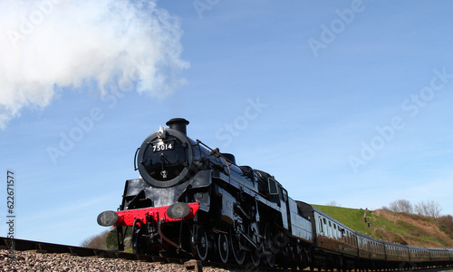 Waterside Park, South Devon, England: The steam engine, Braveheart, on route from Paignton to Kingswear on the Torbay Steam Railway line.