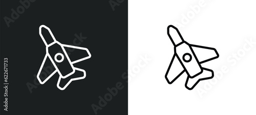 military airplane outline icon in white and black colors. military airplane flat vector icon from transport aytan collection for web, mobile apps and ui.