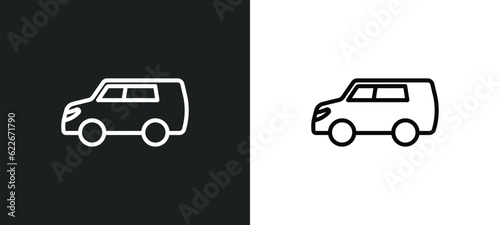 people carrier outline icon in white and black colors. people carrier flat vector icon from transport aytan collection for web, mobile apps and ui. photo
