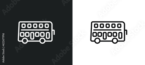 double decker bus outline icon in white and black colors. double decker bus flat vector icon from transport aytan collection for web, mobile apps and ui.