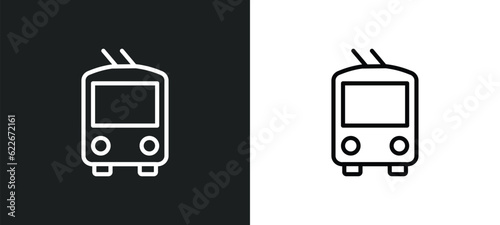 trolleybus outline icon in white and black colors. trolleybus flat vector icon from transportation collection for web, mobile apps and ui.
