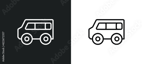 minibus outline icon in white and black colors. minibus flat vector icon from transportation collection for web, mobile apps and ui.