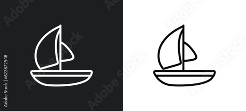 catamaran outline icon in white and black colors. catamaran flat vector icon from transportation collection for web, mobile apps and ui.