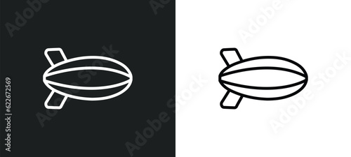 zeppelin outline icon in white and black colors. zeppelin flat vector icon from transportation collection for web, mobile apps and ui.