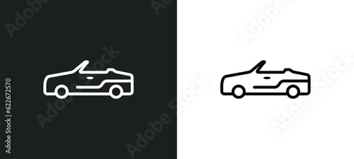 cabriolet outline icon in white and black colors. cabriolet flat vector icon from transportation collection for web, mobile apps and ui.