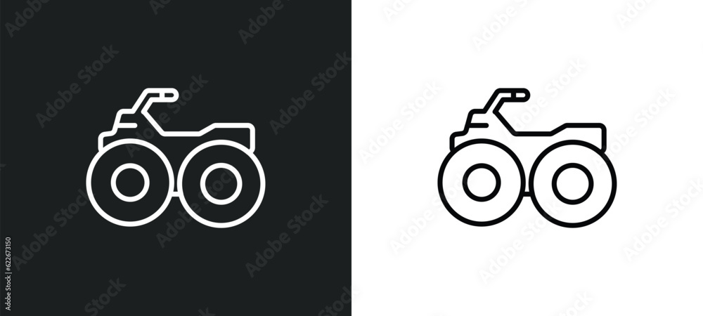 Obraz premium quad bike outline icon in white and black colors. quad bike flat vector icon from transport collection for web, mobile apps and ui.
