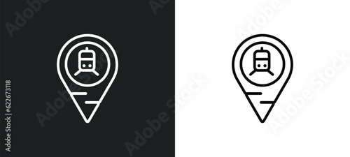 tram stop outline icon in white and black colors. tram stop flat vector icon from transport collection for web, mobile apps and ui.