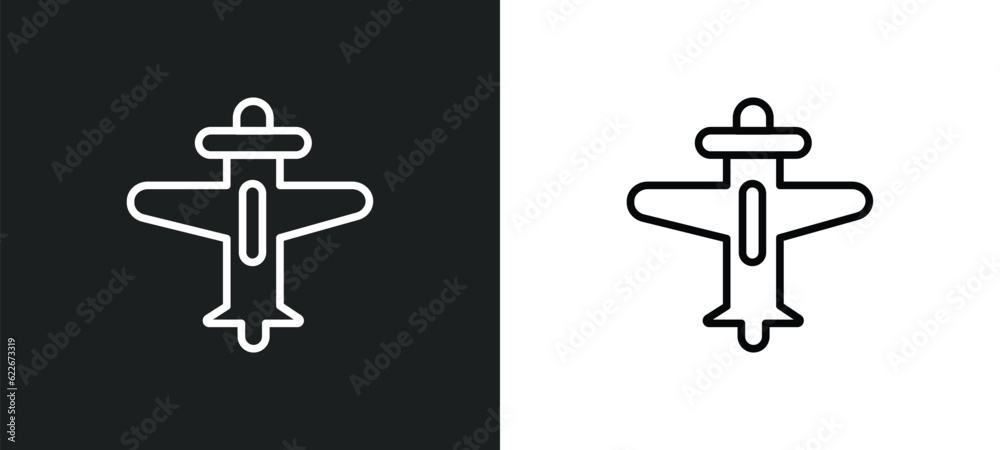 light aircraft outline icon in white and black colors. light aircraft flat vector icon from transport collection for web, mobile apps and ui.