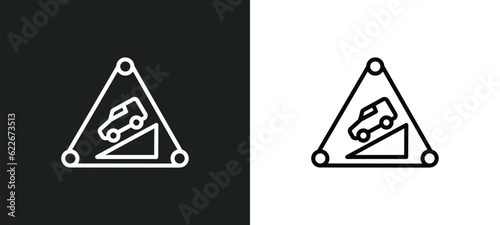 steep descent outline icon in white and black colors. steep descent flat vector icon from traffic sign collection for web, mobile apps and ui.