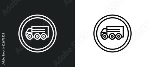 heavy vehicle outline icon in white and black colors. heavy vehicle flat vector icon from transport collection for web, mobile apps and ui.