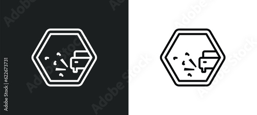 pothole outline icon in white and black colors. pothole flat vector icon from traffic signs collection for web, mobile apps and ui.