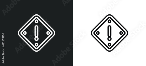 danger outline icon in white and black colors. danger flat vector icon from traffic signs collection for web, mobile apps and ui.