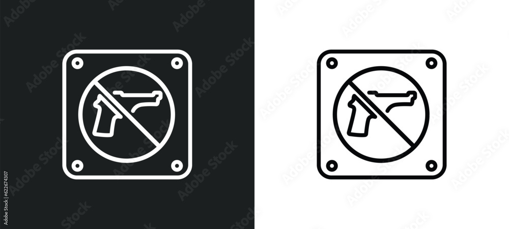 no weapons outline icon in white and black colors. no weapons flat ...
