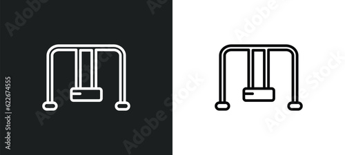 swing toy outline icon in white and black colors. swing toy flat vector icon from toys collection for web, mobile apps and ui.
