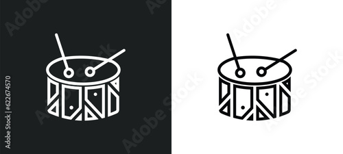 drum toy outline icon in white and black colors. drum toy flat vector icon from toys collection for web, mobile apps and ui.