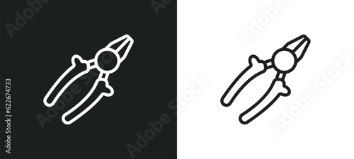 wire cutter outline icon in white and black colors. wire cutter flat vector icon from tools and utensils collection for web, mobile apps and ui.