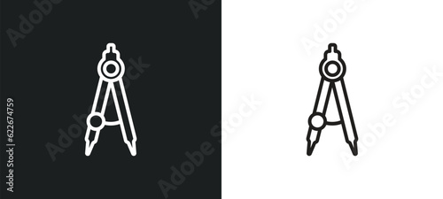 maths compass tool outline icon in white and black colors. maths compass tool flat vector icon from tools and utensils collection for web, mobile apps and ui.