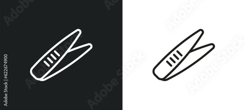 forceps outline icon in white and black colors. forceps flat vector icon from tools and utensils collection for web, mobile apps and ui.