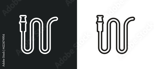 hosepipe tool to extinguish fire or gardening outline icon in white and black colors. hosepipe tool to extinguish fire or gardening flat vector icon from tools and utensils collection for web,