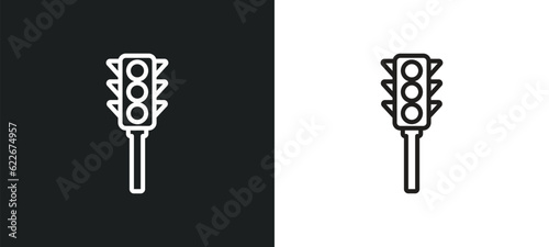 semaphore traffic lights outline icon in white and black colors. semaphore traffic lights flat vector icon from tools and utensils collection for web, mobile apps and ui.