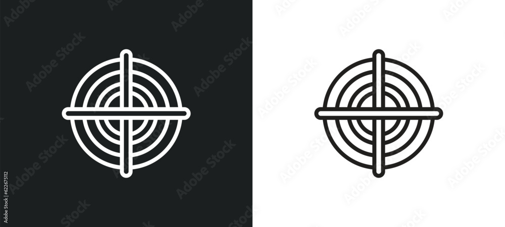target circles outline icon in white and black colors. target circles flat vector icon from tools and utensils collection for web, mobile apps and ui.