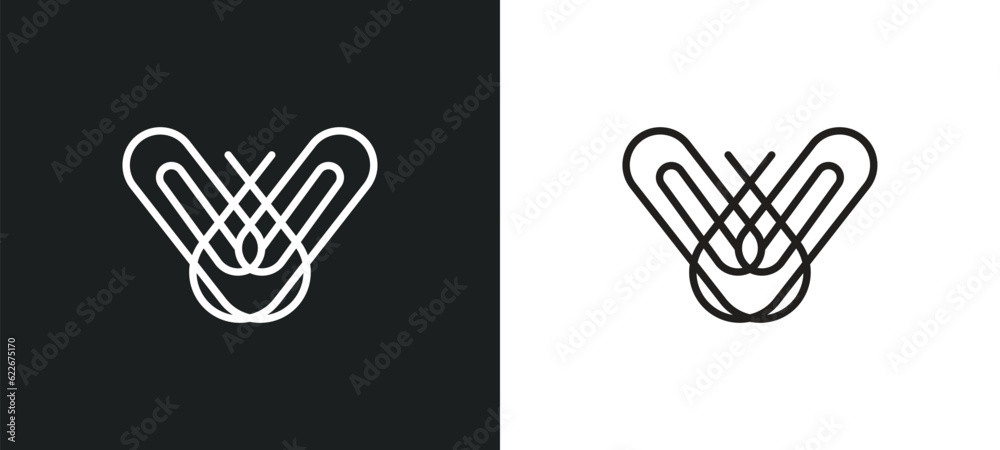 Obraz premium attachments outline icon in white and black colors. attachments flat vector icon from tools and utensils collection for web, mobile apps and ui.