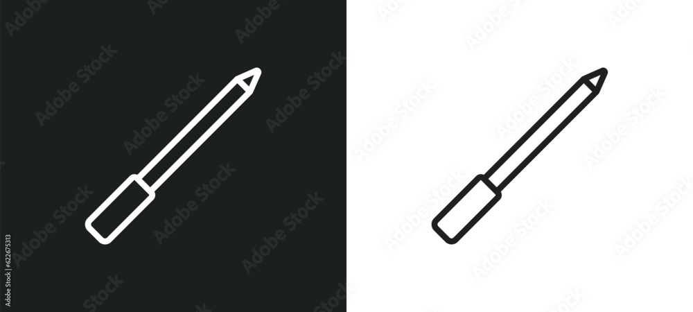 Obraz premium eyes makeup pencils outline icon in white and black colors. eyes makeup pencils flat vector icon from tools and utensils collection for web, mobile apps and ui.