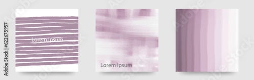 手描きのような　油絵具グラデーション　ストライプ　ボーダー柄のカード三枚セット　