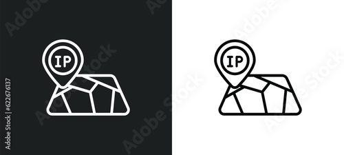 ip address point locator outline icon in white and black colors. ip address point locator flat vector icon from technology collection for web, mobile apps and ui.