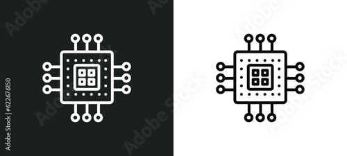 computer microprocessor outline icon in white and black colors. computer microprocessor flat vector icon from technology collection for web, mobile apps and ui.