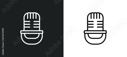 old mic outline icon in white and black colors. old mic flat vector icon from technology collection for web, mobile apps and ui.
