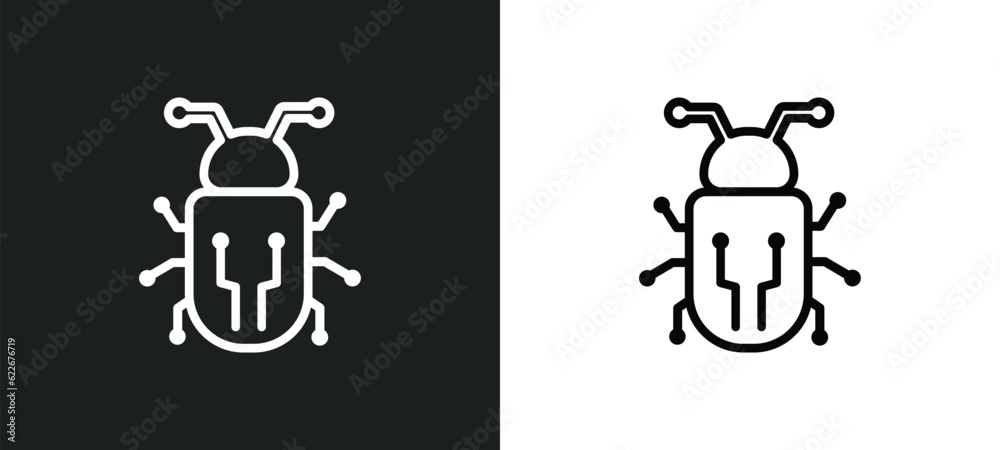 robot insect outline icon in white and black colors. robot insect flat vector icon from technology collection for web, mobile apps and ui.
