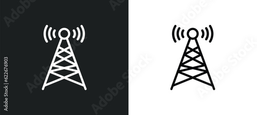 cell tower outline icon in white and black colors. cell tower flat vector icon from technology collection for web, mobile apps and ui.