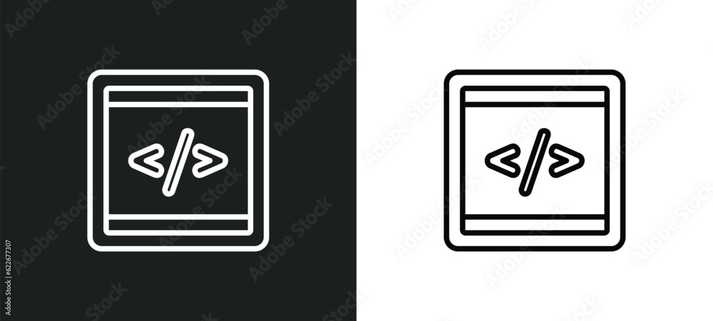 front end outline icon in white and black colors. front end flat vector icon from technology collection for web, mobile apps and ui.