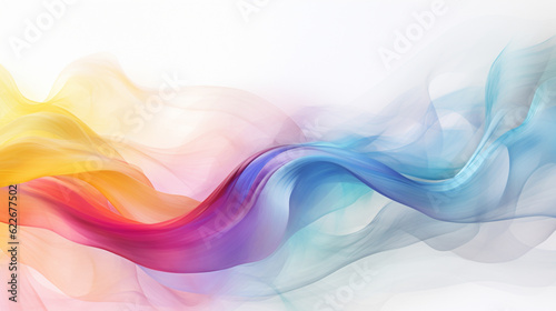 Generative AI image of abstract multicolored smoke gracefully billowing, blending vibrant hues into a mesmerizing display of fluid motion and kaleidoscopic beauty.