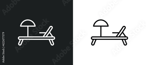 sunbed outline icon in white and black colors. sunbed flat vector icon from summer collection for web, mobile apps and ui.