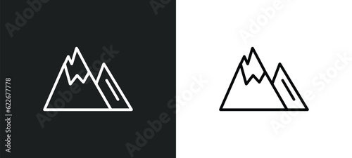 mountains outline icon in white and black colors. mountains flat vector icon from summer collection for web, mobile apps and ui.