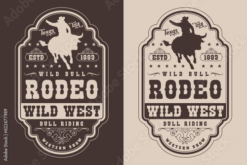 Bull rodeo vintage poster monochrome