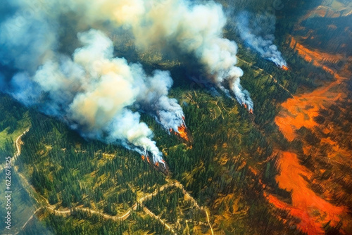 The Wrath of Nature: Aerial Perspective on Catastrophic Forest Fires. Generative AI
