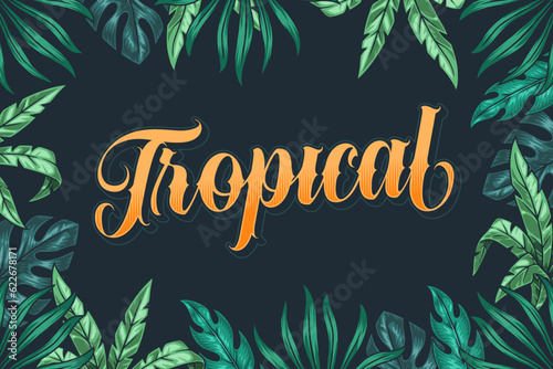 Tropical plant leaves flyer colorful
