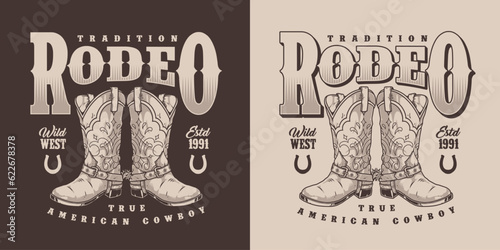 Traditional rodeo vintage sticker monochrome