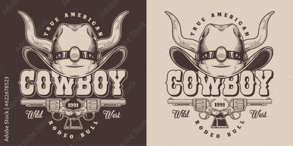 Fototapeta premium American cowboy monochrome vintage poster