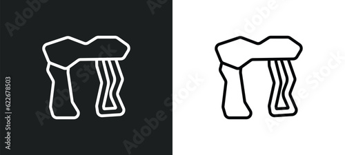 stonehenge outline icon in white and black colors. stonehenge flat vector icon from stone age collection for web, mobile apps and ui.