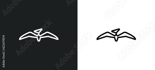 pterodactyl outline icon in white and black colors. pterodactyl flat vector icon from stone age collection for web, mobile apps and ui.